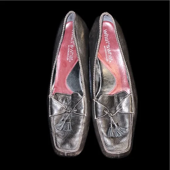 Awesome 2” heels loafer, tassels, by What’s What by Aerosole. Black - Picture 2 of 5